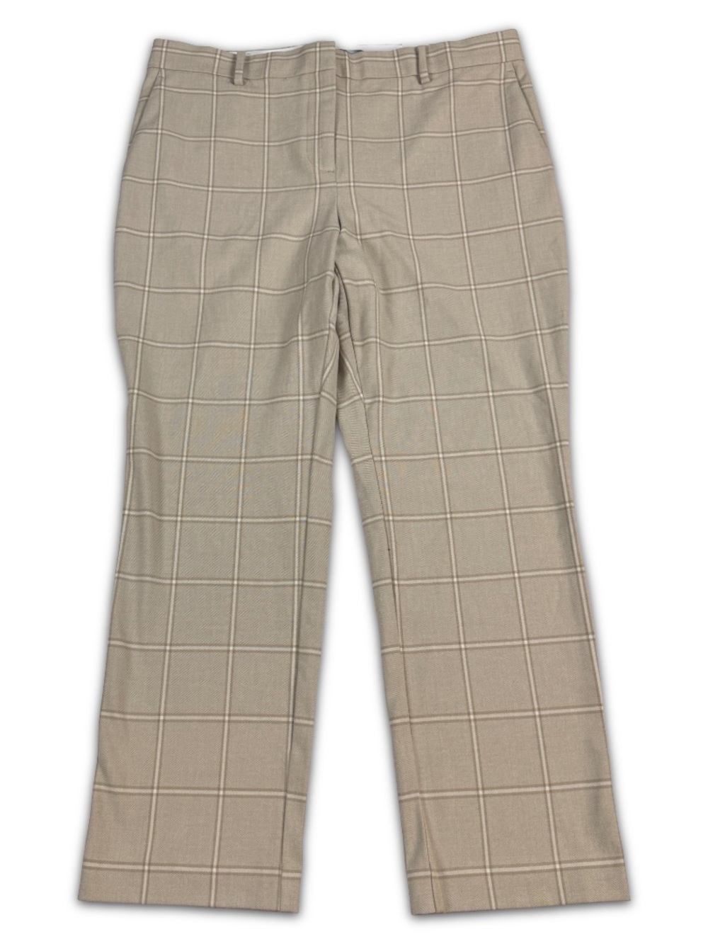 Ann Taylor The Eva Pants Womens 12 Beige Plaid High Rise